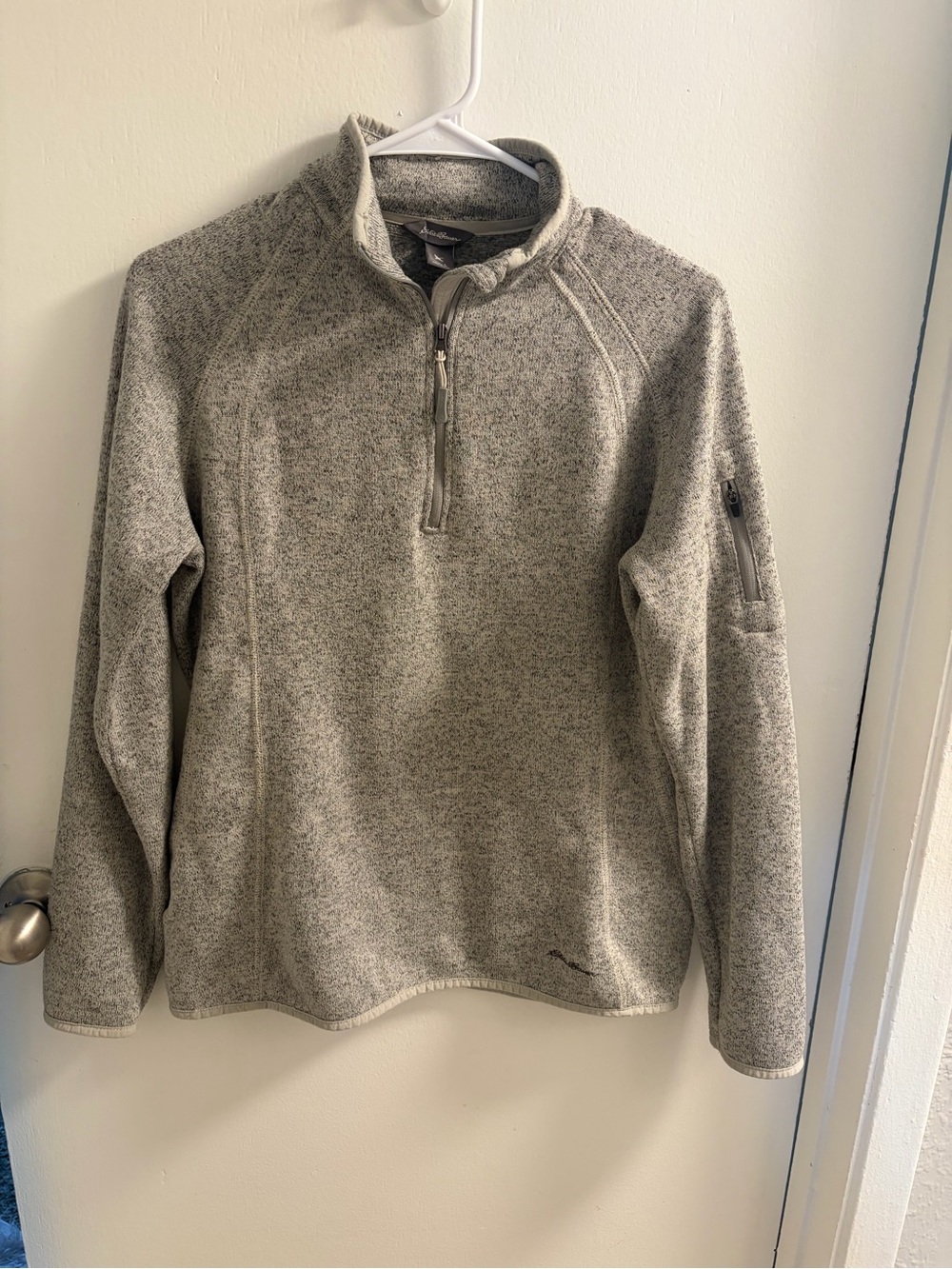 Eddie Bauer Light Gray Quarter-Zip Ski Pullover